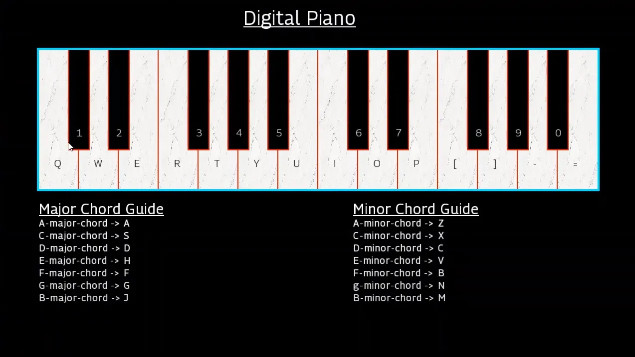 Digital piano simulation in C++ by Sushank Ghimire